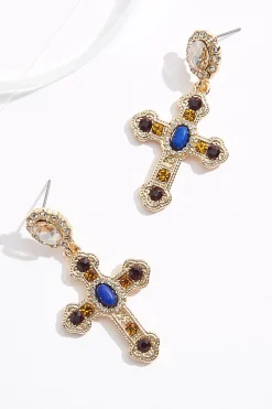 Cato Stone Cross Dangle Earrings> Inspirational|Earrings