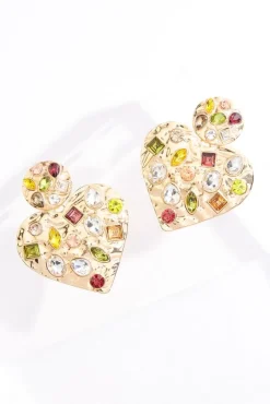 Cato Stone Gold Heart Earrings> Earrings