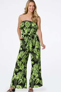 Cato Strapless Palm Print Jumpsuit> Dresses