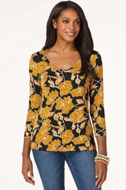 Cato Stretch Sketch Floral Top> Tops