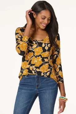 Cato Stretch Sketch Floral Top><noscript><img width=