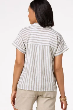 Cato Stripe Button Down Shirt> Tops