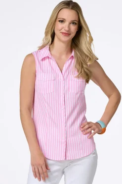 Cato Stripe Button Down Tank> Tops