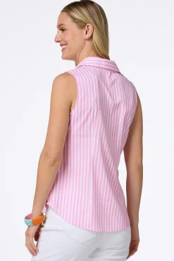 Cato Stripe Button Down Tank> Tops
