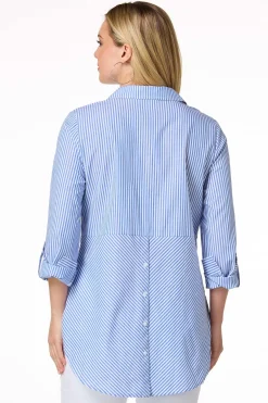 Cato Stripe Button Front Shirt> Tops