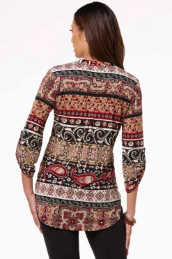 Cato Stripe Floral Medallion Top> Tops