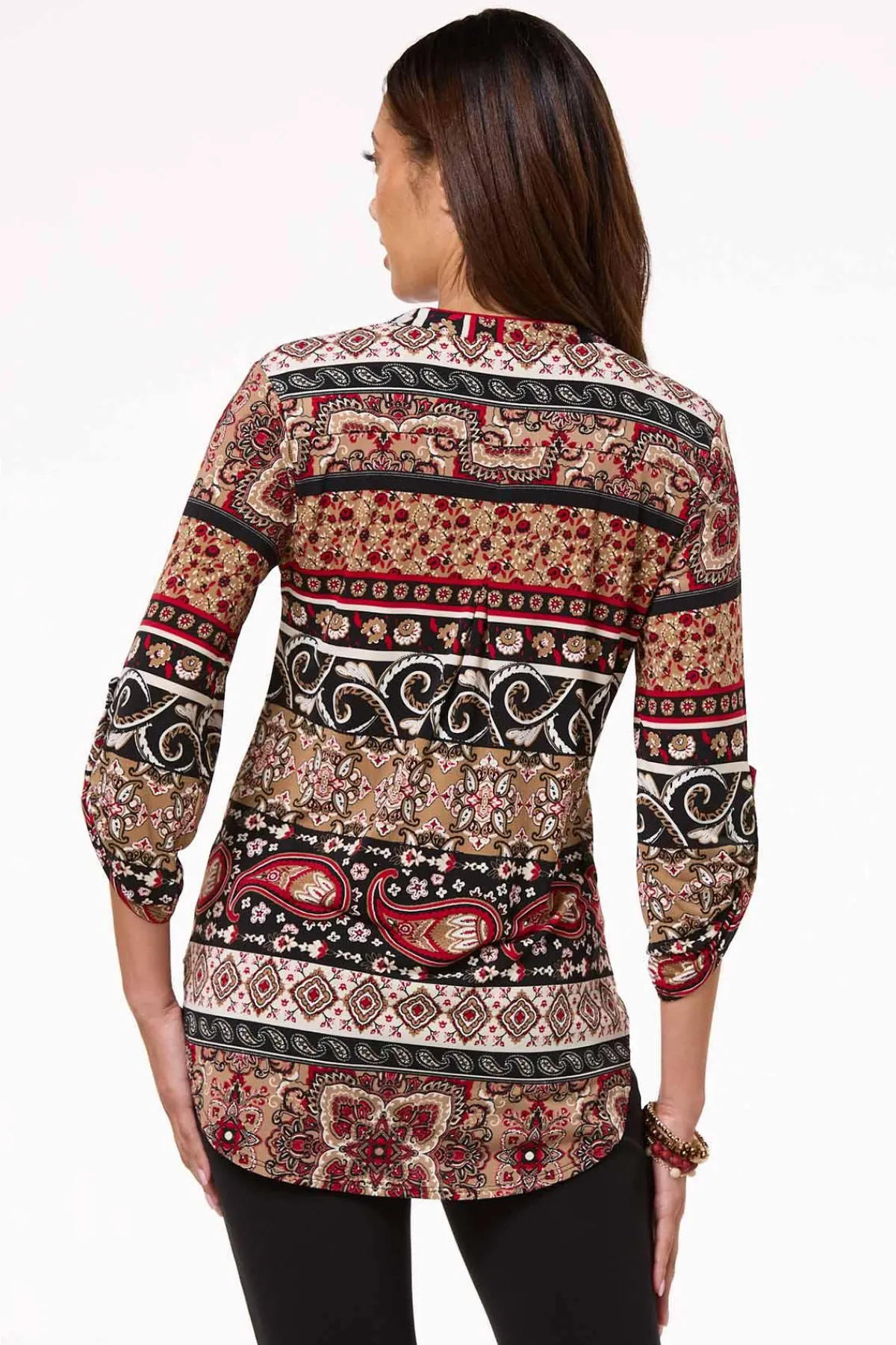 Cato Stripe Floral Medallion Top> Tops