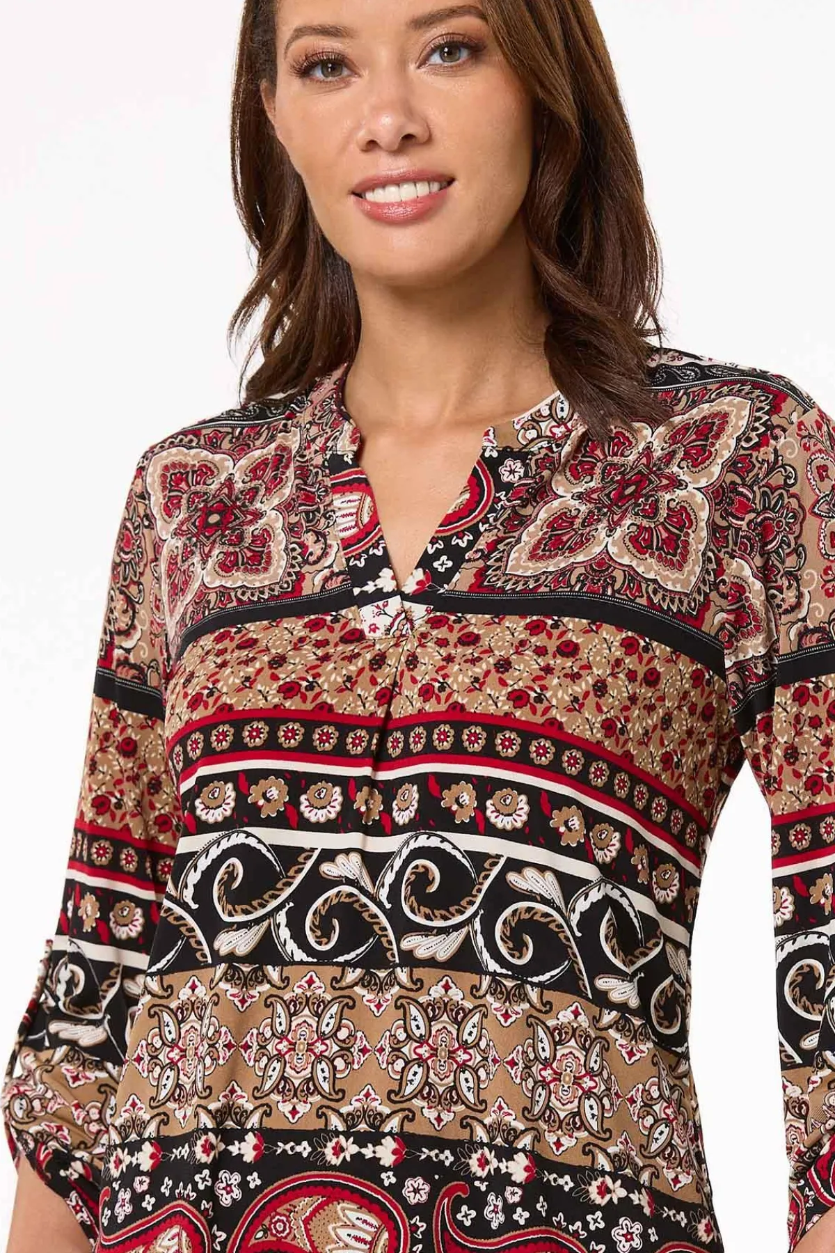 Cato Stripe Floral Medallion Top> Tops