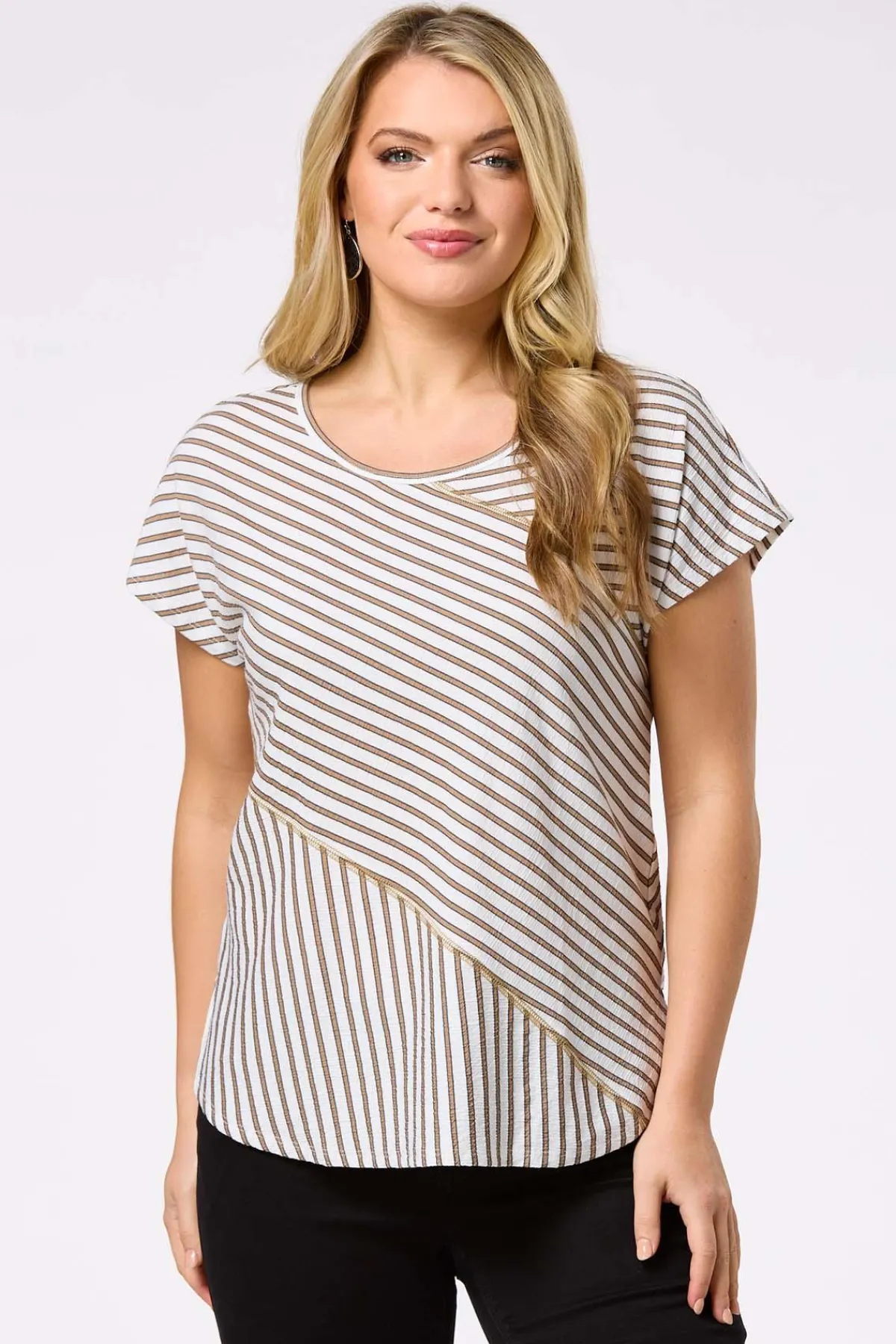 Cato Stripe Gauze Top> Tops