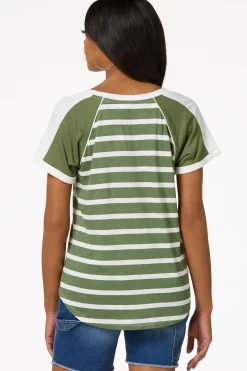 Cato Stripe Lace- Up Top> Tops