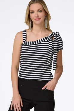 Cato Stripe One Shoulder Top> Tops