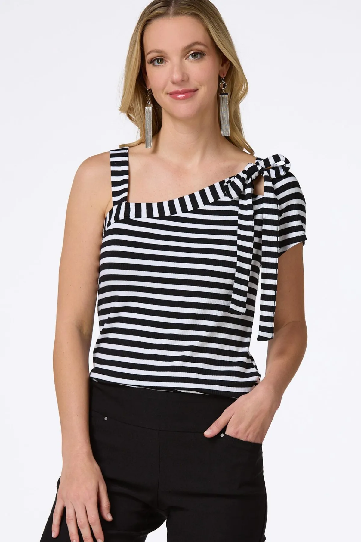 Cato Stripe One Shoulder Top> Tops