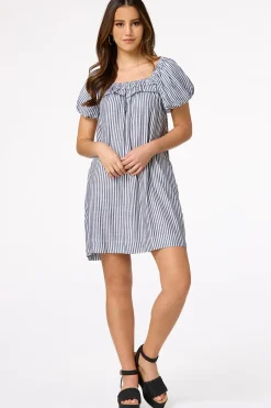 Cato Stripe Puff Sleeve Dress><noscript><img width=