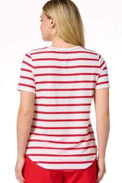 Cato Stripe Sequin Love Tee> Athleisure|Tops