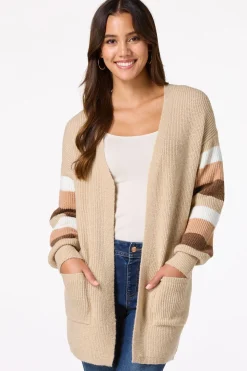 Cato Stripe Sleeve Cardigan Sweater> Sweaters