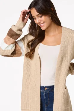 Cato Stripe Sleeve Cardigan Sweater><noscript><img width=