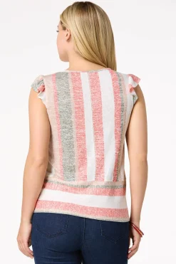 Cato Stripe Tie Hem Top> Tops