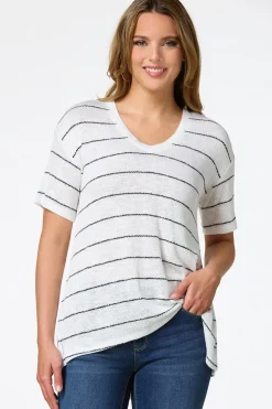 Cato Stripe V- Neck Tunic> Tops