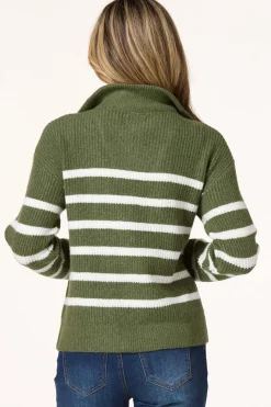 Cato Stripe Zip Pullover Sweater> Sweaters