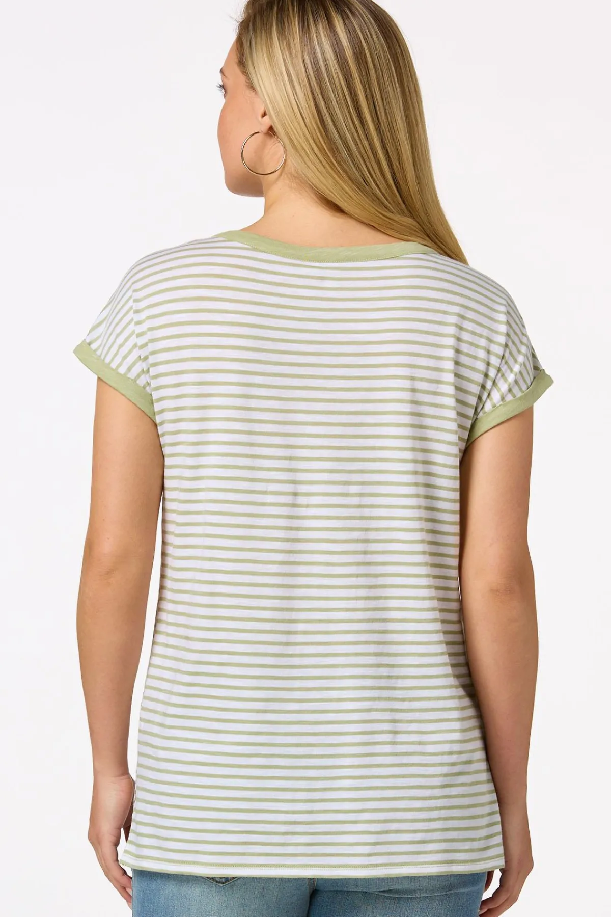 Cato Striped Lace Trim Top> Tops