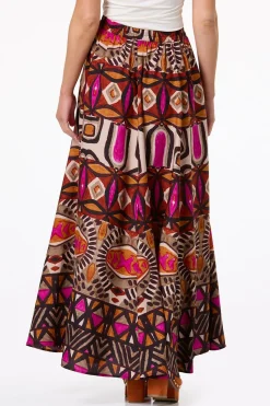 Cato Sweeping Bold Tribal Skirt><noscript><img width=