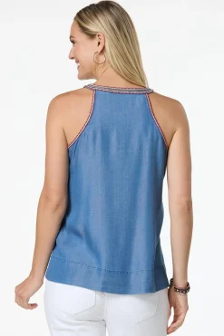 Cato Tasseled Chambray Tank> Tops