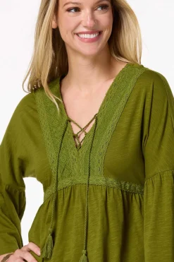 Cato Tasseled Lace- Up Top><noscript><img width=