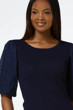 Cato Textured Bubble Sleeve Sweater><noscript><img width=