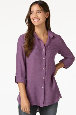 Cato Textured Button Down Tunic><noscript><img width=