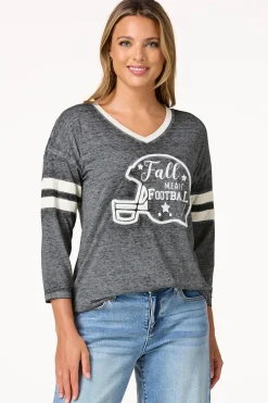 Cato Textured Fall Means Football Top> Tops