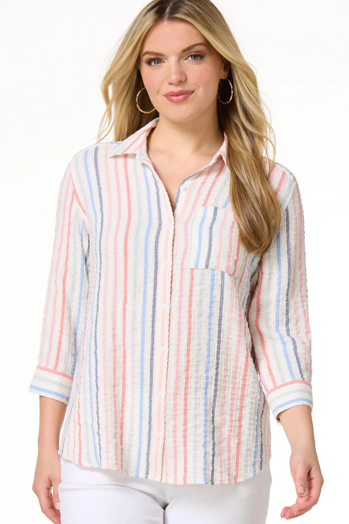 Cato Textured Multi Stripe Shirt> Tops
