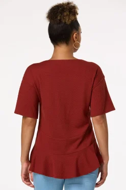 Cato Textured Peplum Top> Tops