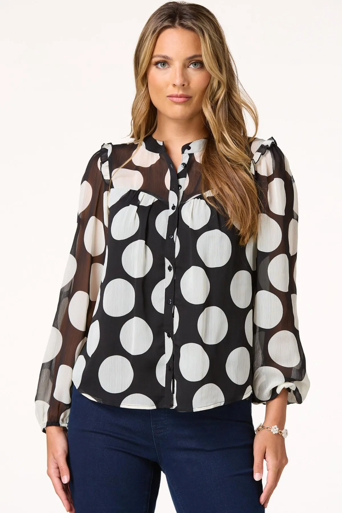 Cato Textured Polka Dot Shirt> Tops