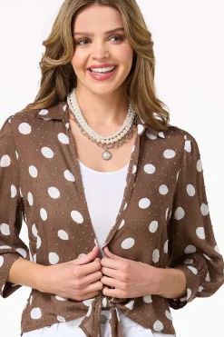 Cato Textured Polka Dot Top><noscript><img width=