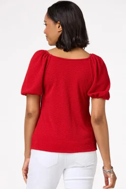Cato Textured Puff Sleeve Top> Tops