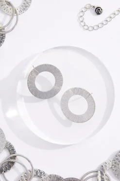 Cato Textured Silver Ring Necklace Set><noscript><img width=