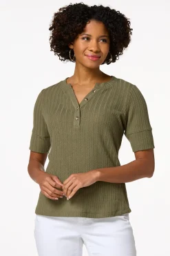 Cato Textured Stripe Henley> Tops