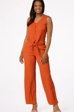 Cato Textured Tie Waist Tank><noscript><img width=