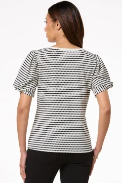 Cato Textured Twist Puff Sleeve Top> Tops