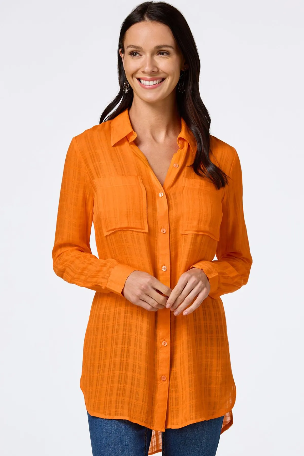 Cato Textured Two Pocket Tunic> Tops