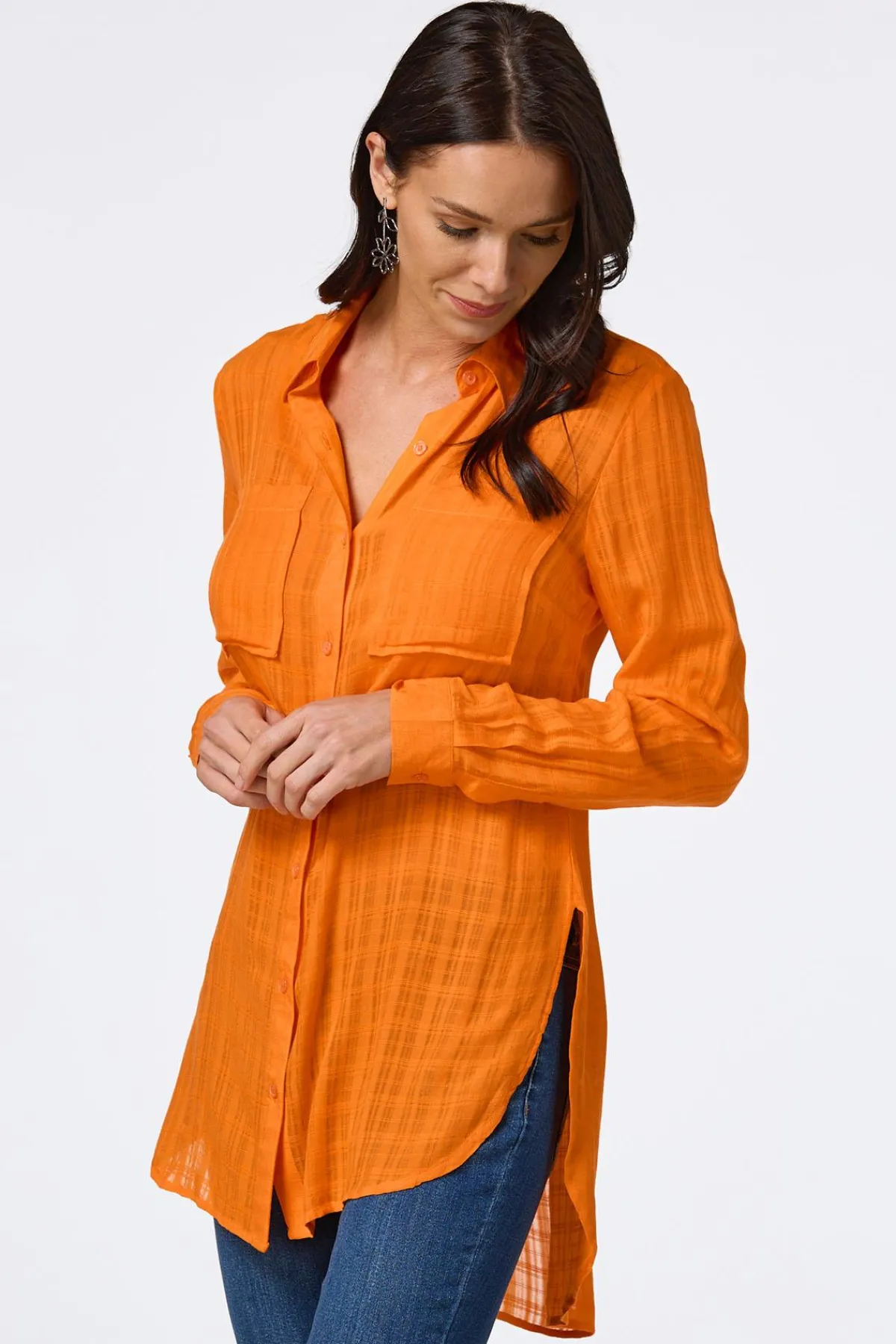 Cato Textured Two Pocket Tunic> Tops