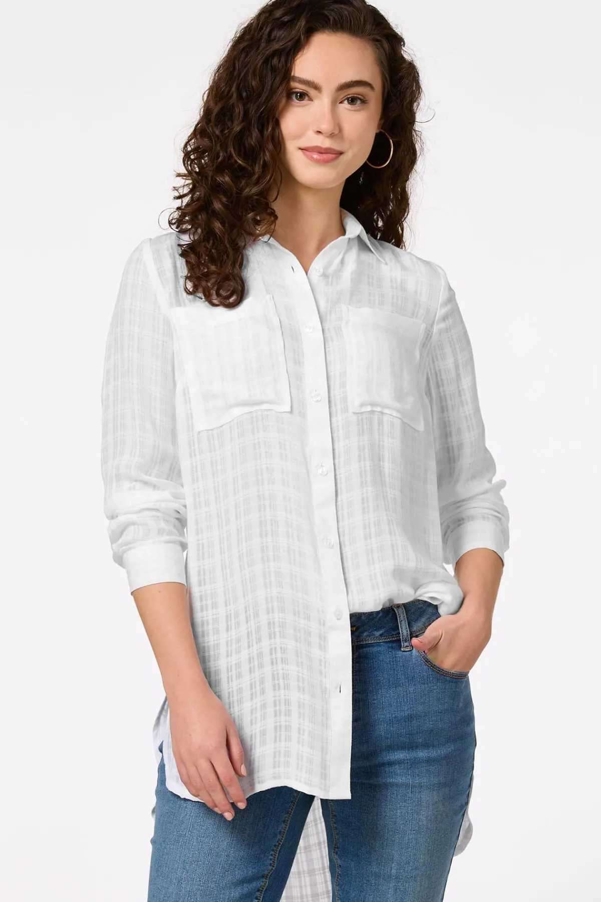 Cato Textured Two Pocket Tunic> Tops