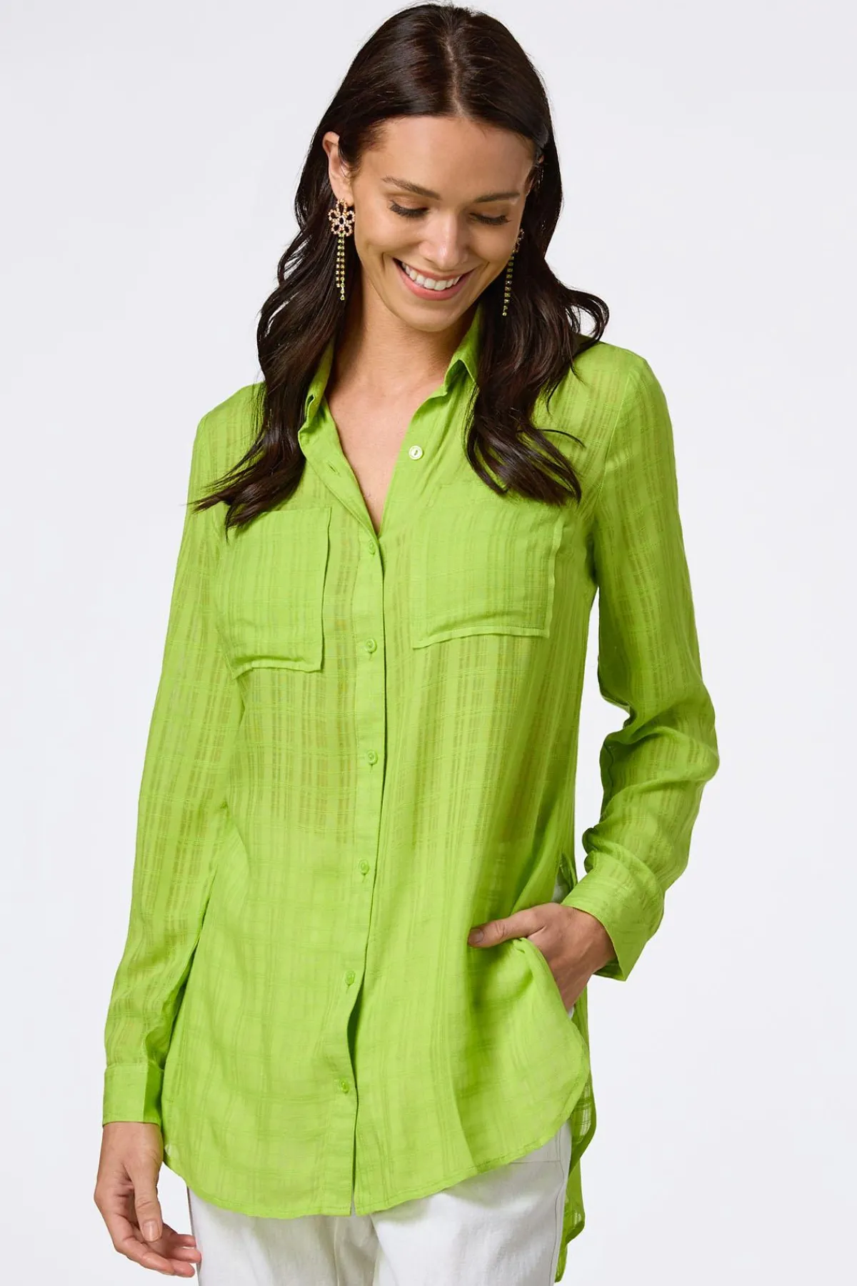 Cato Textured Two Pocket Tunic> Tops