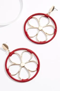 Cato Thread Wrapped Flower Circle Earrings> Earrings