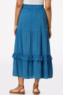 Cato Tiered Chambray Maxi Skirt> Skirts