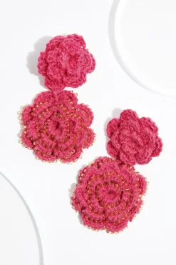 Cato Tiered Crochet Flower Earrings> Earrings