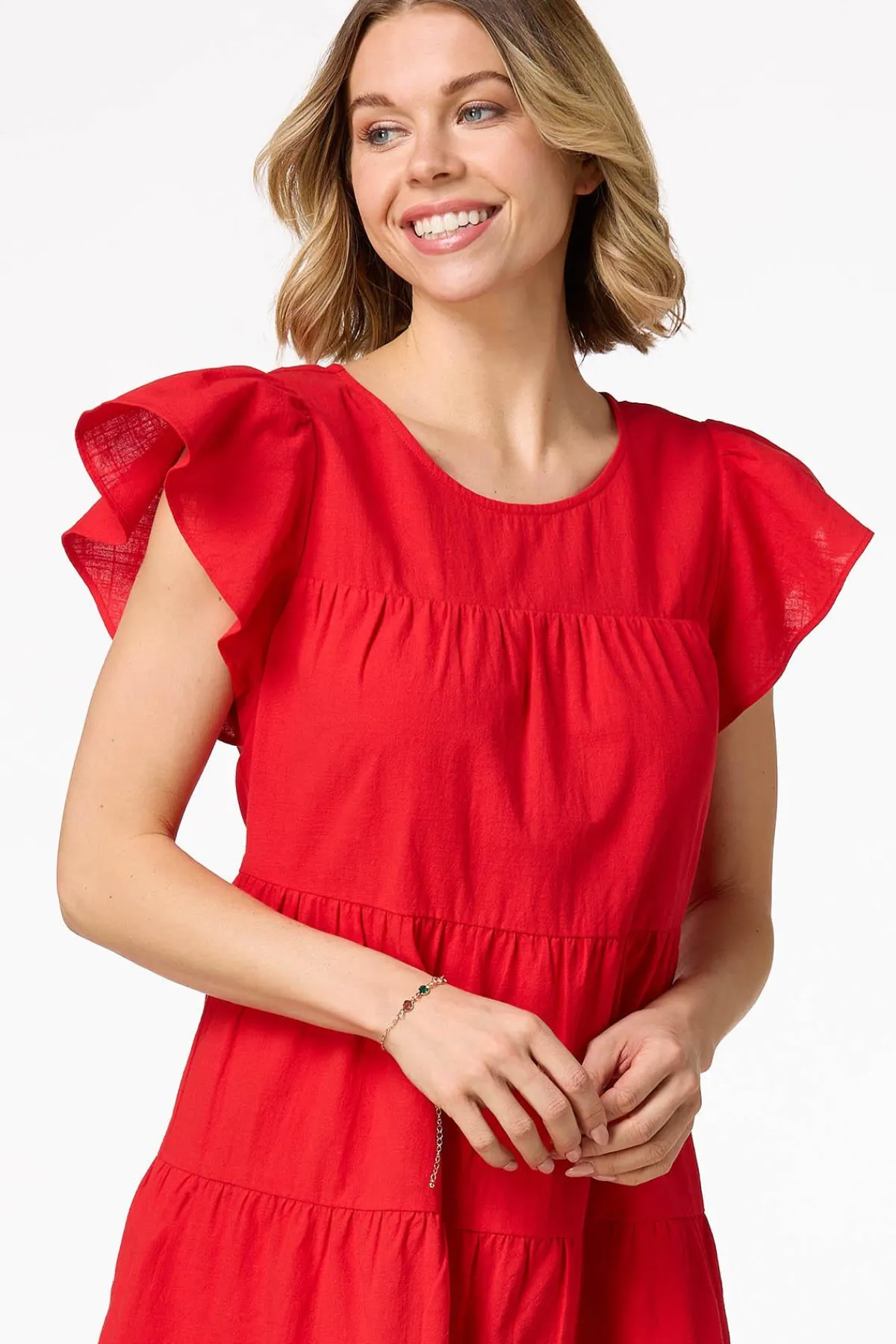 Cato Tiered Flutter Sleeve Dress> Dresses