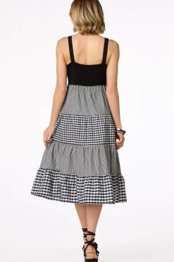 Cato Tiered Gingham Stripe Dress> Dresses
