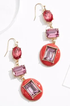Cato Tiered Glass Dangle Earrings> Earrings