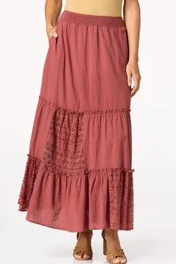 Cato Tiered Lace Embroidered Skirt> Skirts